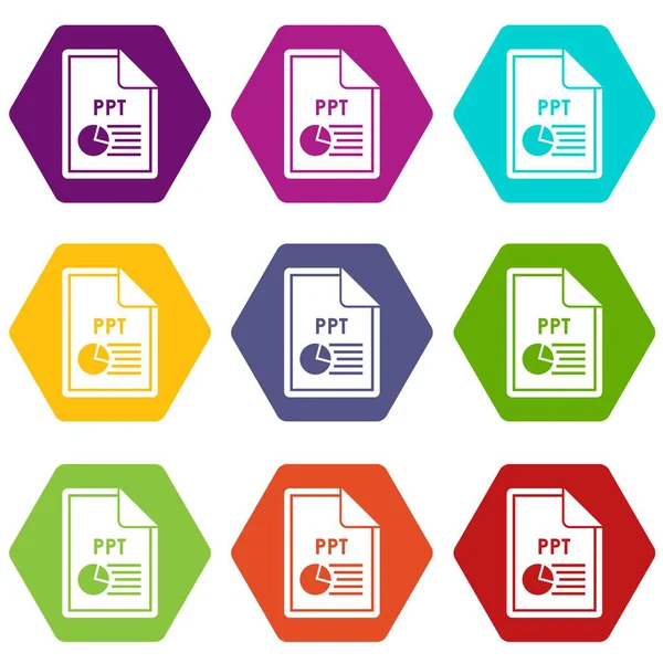 File PPT icona impostare colore esaedro — Vettoriale Stock