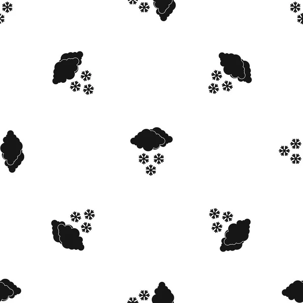 Wolken- und Schneeflocken-Muster nahtlos schwarz — Stockvektor