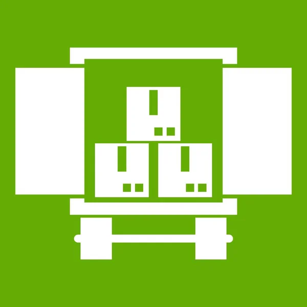 Camión de carga con icono de carga verde — Archivo Imágenes Vectoriales