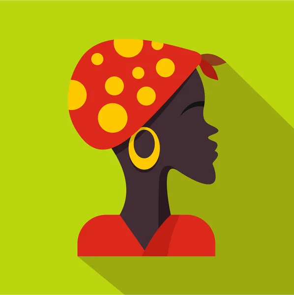 Икона африканской женщины, плоский стиль — стоковый вектор