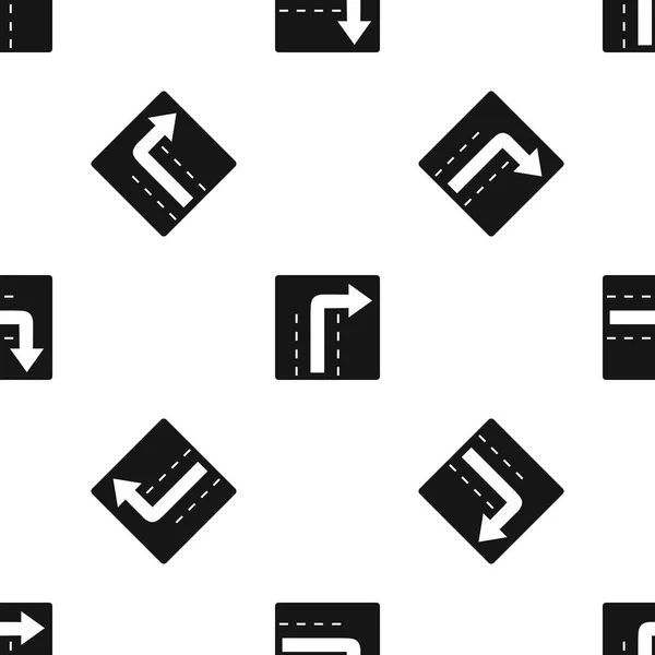 Sla rechtsaf verkeersbord patroon naadloos zwart — Stockvector