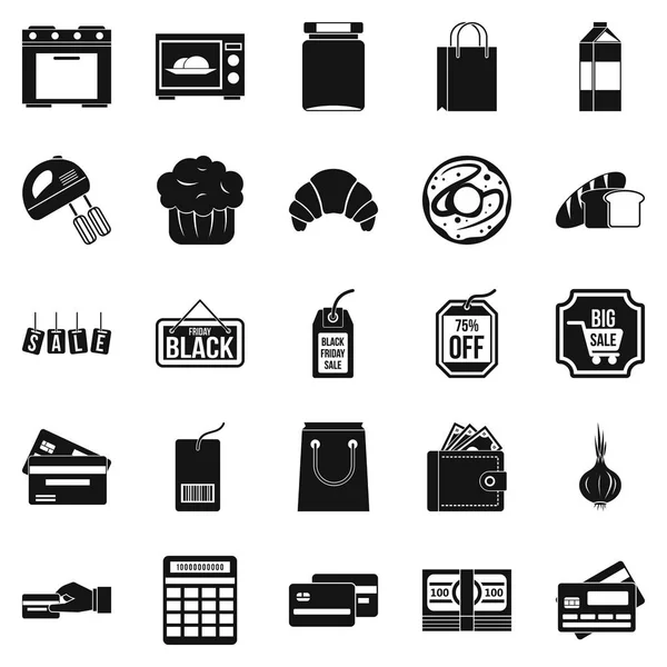 Self-service shop icons set, simple style — Stock Vector