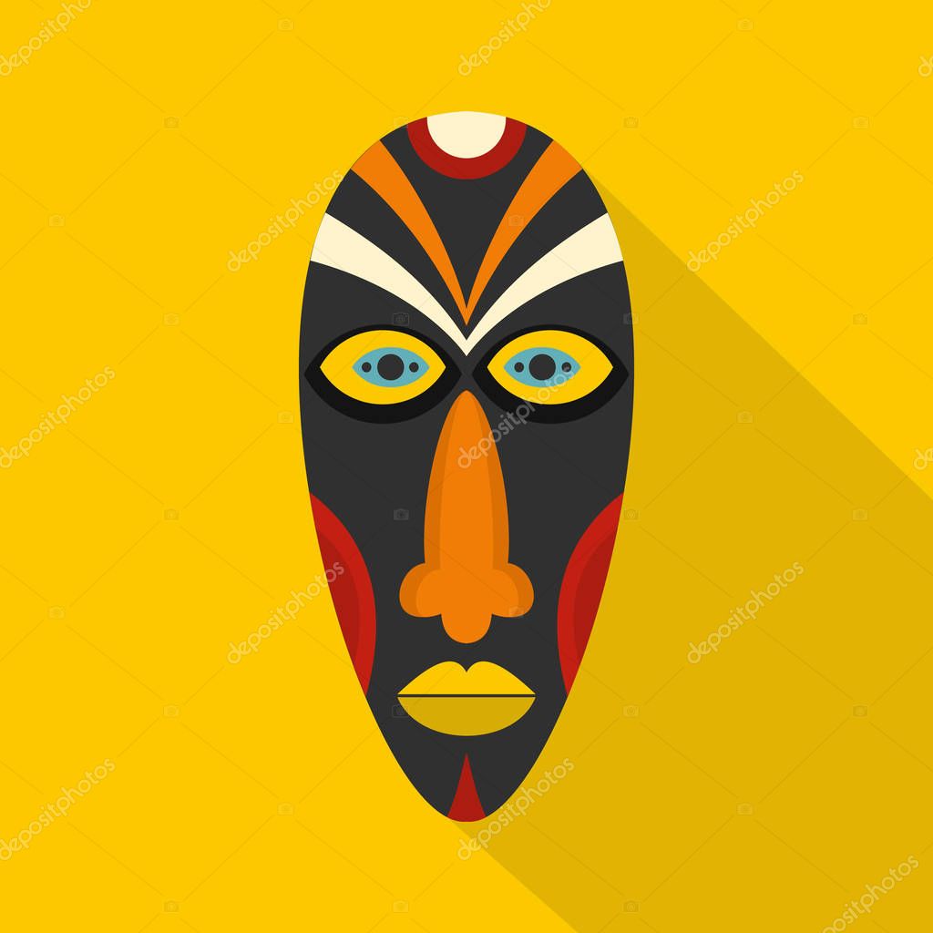 African mask icon. Flat illustration of african mask vector icon for web