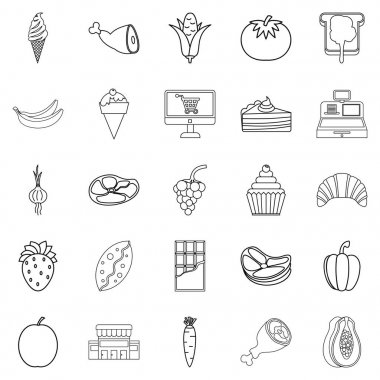 Bakkal Icons set, anahat stili fırında