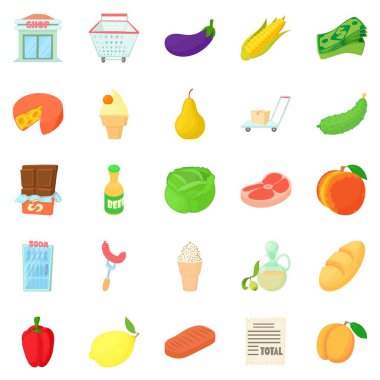 Sebze Icons set, karikatür tarzı büyümek