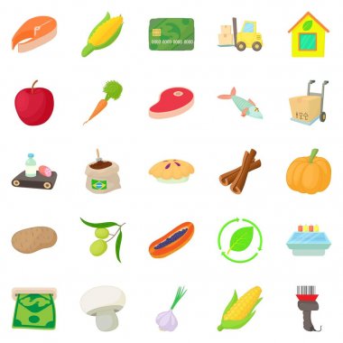 Semt pazarı Icons set, karikatür tarzı