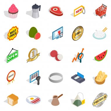 Alışveriş karmaşık Icons set, izometrik stili