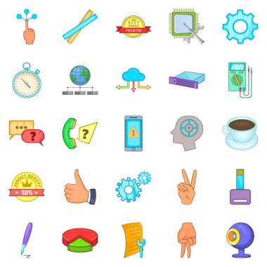 Çevrimiçi destek Icons set, karikatür tarzı