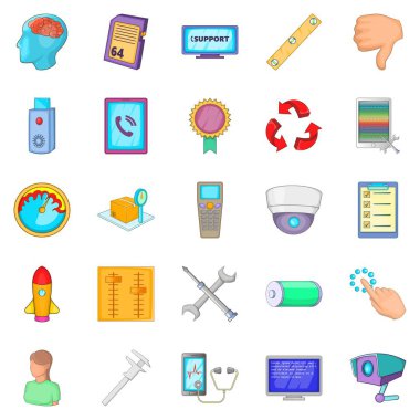 Uzaktan Destek Icons set, karikatür tarzı