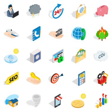 Bilgisayar destek Icons set, izometrik stili