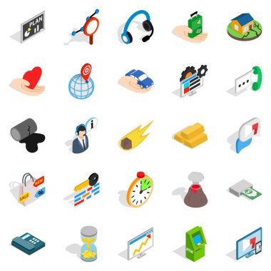 Geçim Icons set, izometrik stil araçlarının