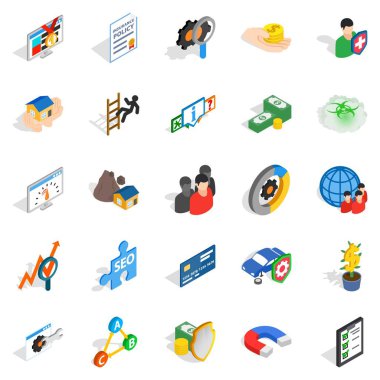 Sürekli bakım Icons set, izometrik stili