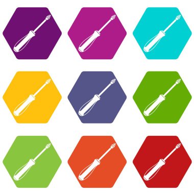 Renk altı yüzlü tornavida Icon set