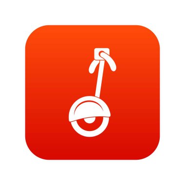 Tek tekerlekli sirk bisikletine simgesi dijital kırmızı