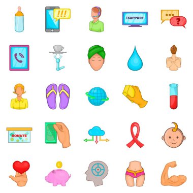 Endişe Icons set, karikatür tarzı