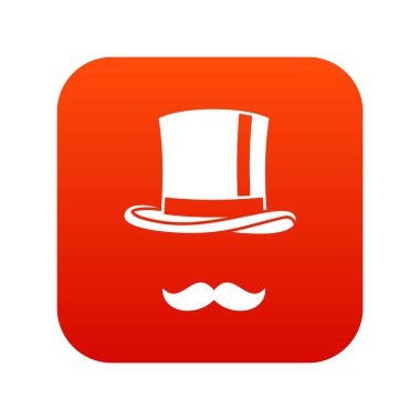 Silindir ve bıyıkları simgesi dijital kırmızı