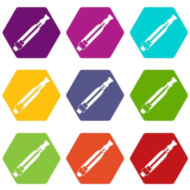 Renk altı yüzlü Clearomizer Icon set