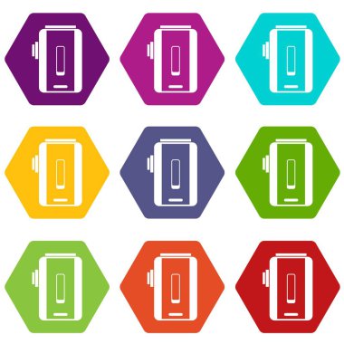 Renk altı yüzlü şarj cihazı Icon set