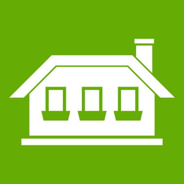 Üç windows simge yeşil olan tek katlı ev