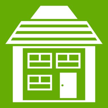 Eğimli çatı simgesi yeşil ile iki katlı ev