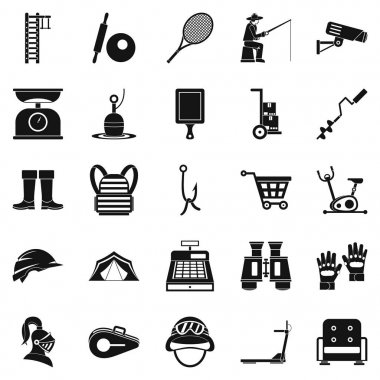 Mücadele Icons set, basit tarzı