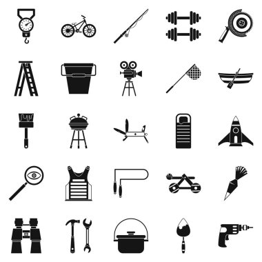 Teçhizat Icons set, basit tarzı