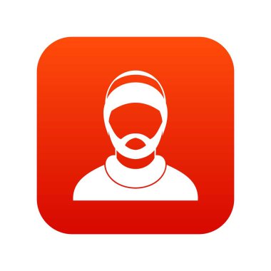 Sakallı adam avatar simge dijital kırmızı