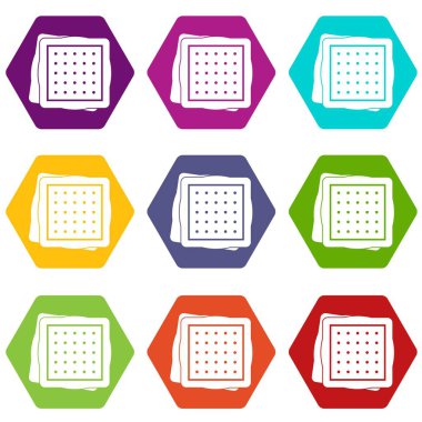 Renk altı yüzlü bisküvi Icon set