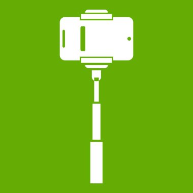 Bir selfie sopa simgesi yeşil üstünde hareket eden telefon