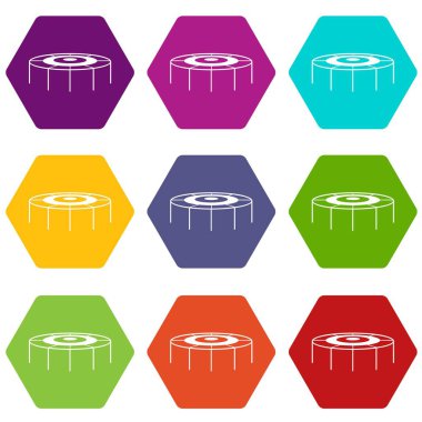 Renk altı yüzlü trambolin Icon set