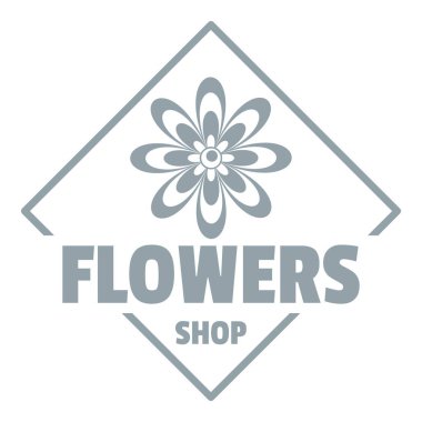 Çiçek bitki logosu, basit gri tarzı