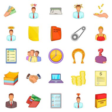 Zor iş Icons set, karikatür tarzı