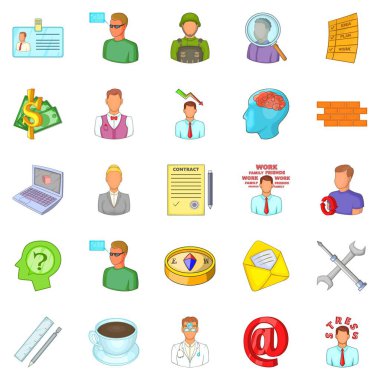 Zor iş Icons set, karikatür tarzı