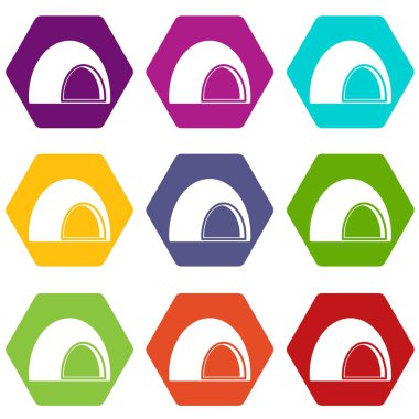 Renk altı yüzlü sufle Icon set
