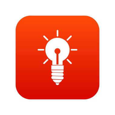 Ampul fikir simgesi dijital kırmızı