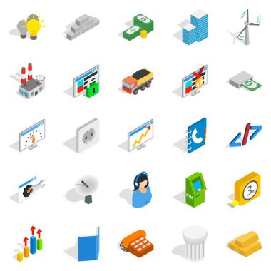 Büyük ticaret Icons set, izometrik stili