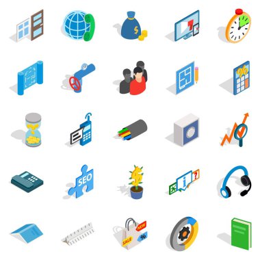 Tüccar Icons set, izometrik stili