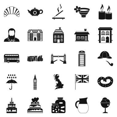 Kahve evi Icons set, basit tarzı