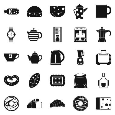 Çay yaprak Icons set, basit tarzı