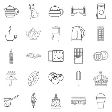 Çay simgeler kümesi, anahat stili için aperatif