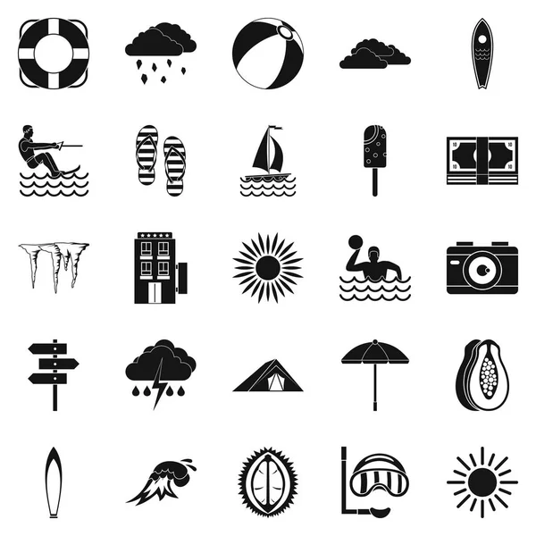 Set de iconos de la mañana soleada, estilo simple — Vector de stock