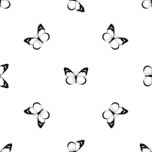 Patrón mariposa sin costura negro — Vector de stock