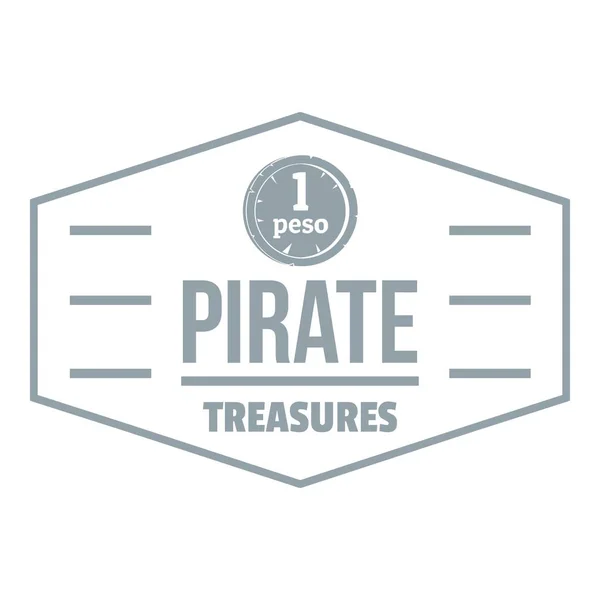 Πειρατικές θησαυρούς λογότυπο, απλό στυλ γκρι — Διανυσματικό Αρχείο