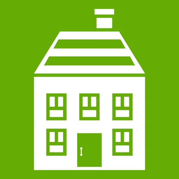 Zweistöckiges Haus mit Schornsteinsymbol grün — Stockvektor