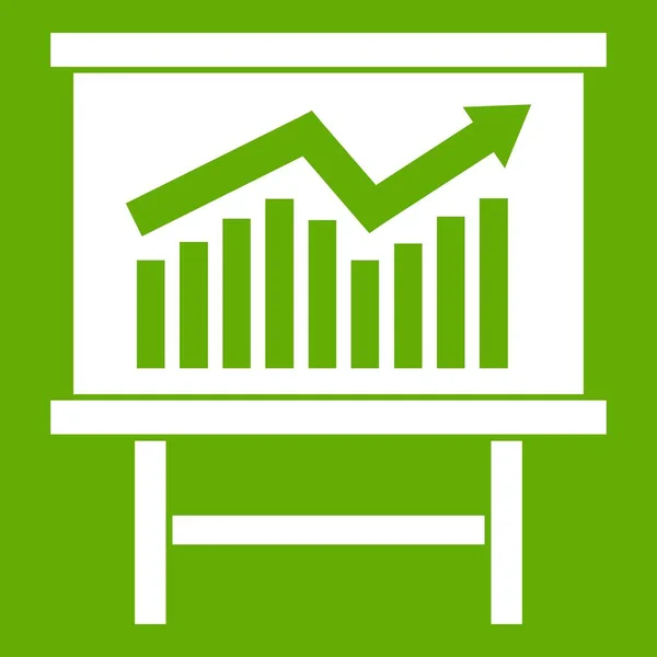 Growing chart presentation icon green — Stock Vector