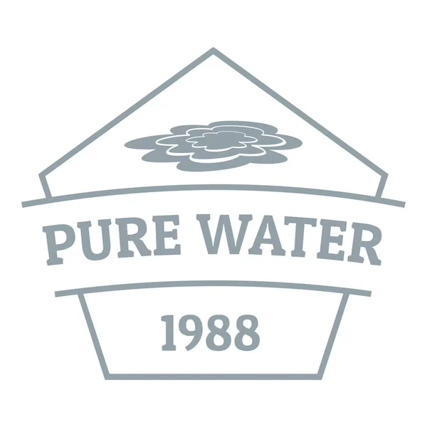 純粋な水のロゴ、シンプルなグレー スタイル — ストックベクタ