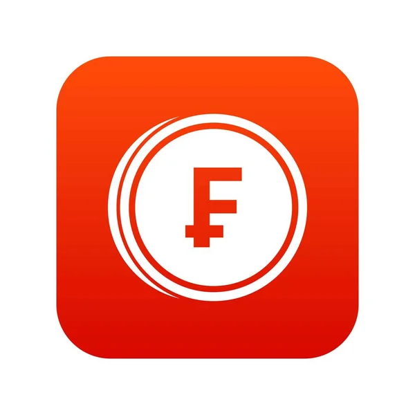 Frank munten pictogram digitale rood — Stockvector