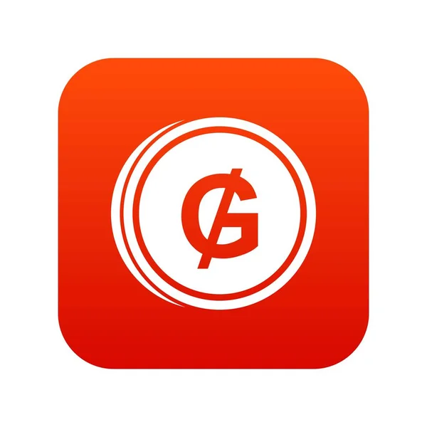 Moeda guarani ícone vermelho digital —  Vetores de Stock