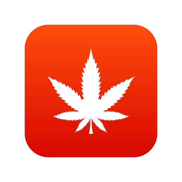 Ícone de folha de cannabis vermelho digital — Vetor de Stock