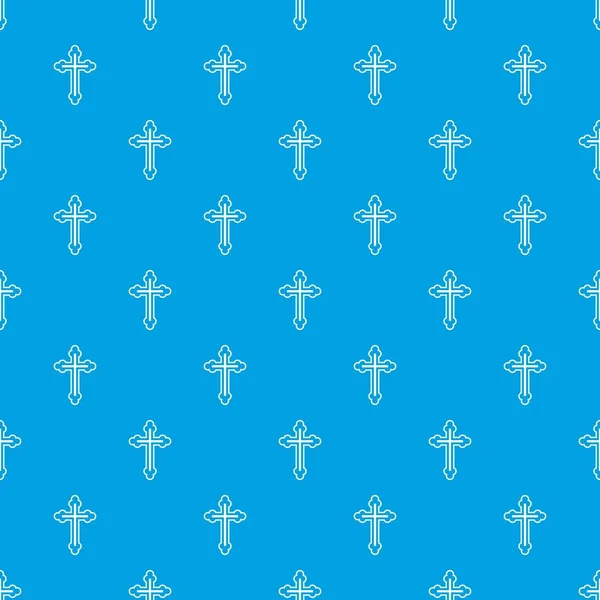 Patrón de crucifijo azul sin costura — Vector de stock